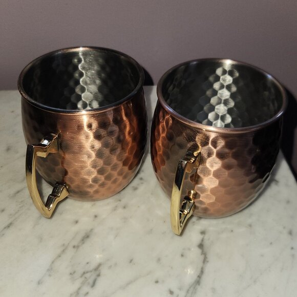 ✨3 for $18✨ Set of 2 Eco One Hammered Copper Moscow Mule Mugs - Picture 1 of 8